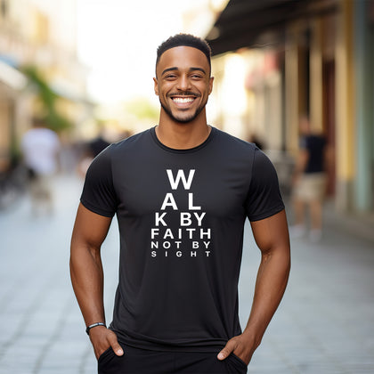 Walk By Faith Not By Sight Black Eye Exam Themed T-shirt 