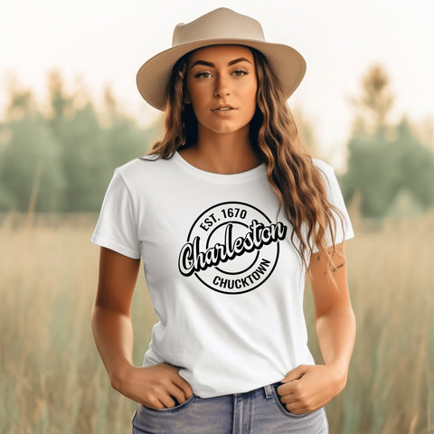 Charleston, SC Vintage Sign T-shirt by NorthSouth Brands