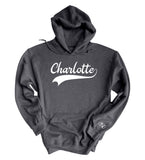 North-South Baseball Font Customizable Hoodie - Dark Heather