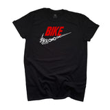 This T-shirt features the word "BIKE" adorned with a Metallic Chrome Vinyl Chain