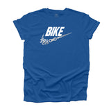 This T-shirt features the word "BIKE" adorned with a Metallic Chrome Vinyl Chain