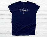 Blessed Navy T-shirt with Gray Cross