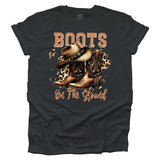 Dark Grey t-shirt with cowboy boots and hat graphic and 'Boots on the Ground' text