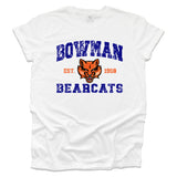 Bowman Bearcats Vintage Blue on a White T-shirt