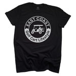 East Coast Golf Cart Lifestyle design on a Black T-shirt