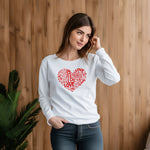 Heart of Love Women's Long Sleeve T-shirt - White with Red Heart Design