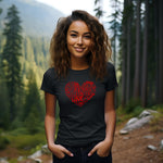 Heart of Love Women's T-shirt - Black with Red Heart Design