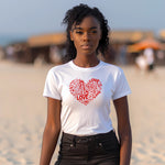 Heart of Love Women's T-shirt - White with Red Heart Design
