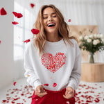 Heart of Love Women's Sweatshirt - White with Red Heart Design