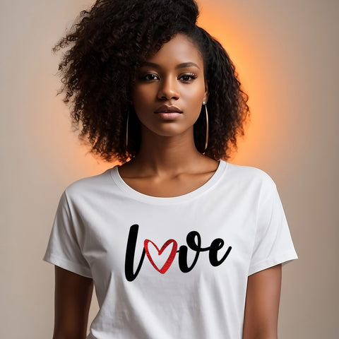Love Women's Slim Fit T-shirt - White with Red Reflective