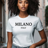 White Slim-fit t-shirt with 'MILANO ITALY'