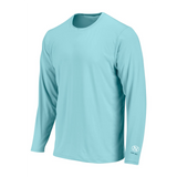 Long Sleeve Extreme Performance UPF 50+ Sun Protection Tee for Outdoor/Indoor Activities. Color: Aqua Blue