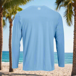 Long Sleeve Extreme Performance UPF 50+ Sun Protection Tee for Outdoor/Indoor Activities. Color: Blue Mist