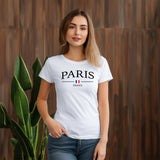 Slim Fit White t-shirt with 'PARIS FRANCE' text and French flag design