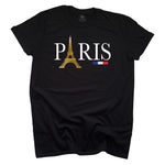 Paris Gold Tower Unisex Black T-shirt