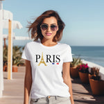 Paris Gold Tower Women's Slim-Fit White T-shirt