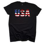 Vintage USA Design on Black T-shirt