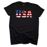 Vintage USA Design on Black T-shirt