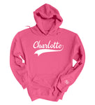 North-South Baseball Font Customizable Hoodie - Safety Pink