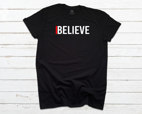 I Believe T-shirt Black and Red