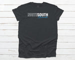 NorthSouth Open Brand T-shirt - Heather Dark Grey/White/Neon Blue