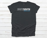 NorthSouth Open Brand T-shirt - Heather Dark Grey/White/Neon Blue