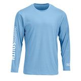 Long Sleeve Extreme Performance UPF 50+ Tee Blue Mist. Sun Protection Tee for Outdoor Activities.