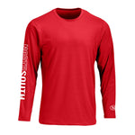 Long Sleeve Extreme Performance UPF 50+ Tee Red. Sun Protection Tee for Outdoor Activities.